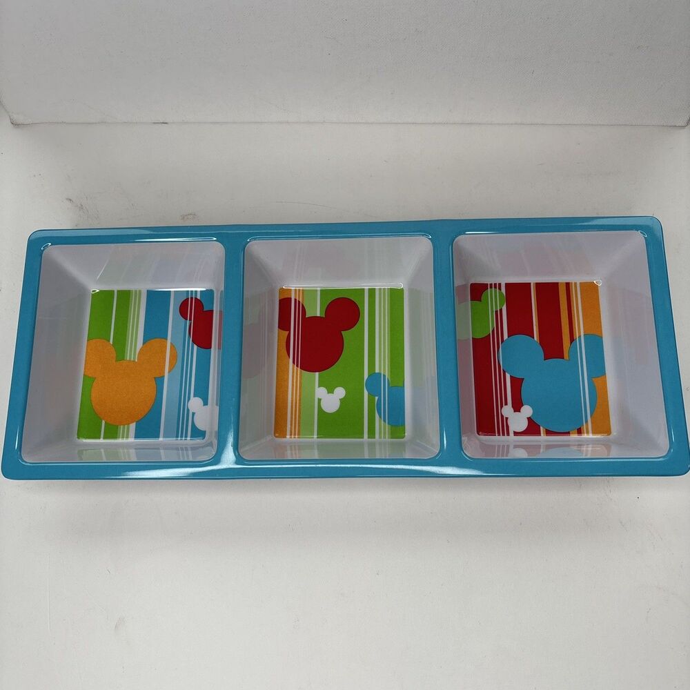 Disney Mickey Mouse Snack Serving Tray Divided Sections Multicolor Rectangle